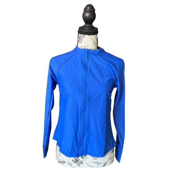 Shade & Shore Other - Shade & Shore Womens Royal Blue Long Sleeve Full Zip Rash Guard Swim Top Size M